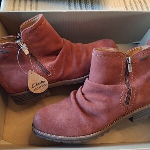 Clarks Waterproof Rust Ankle Boots